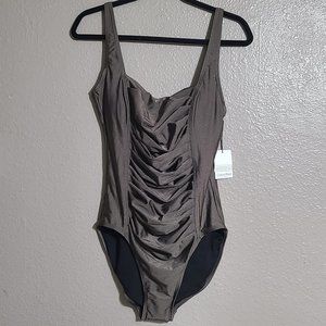 Calvin Klein Pleated One-Piece Swimsuit